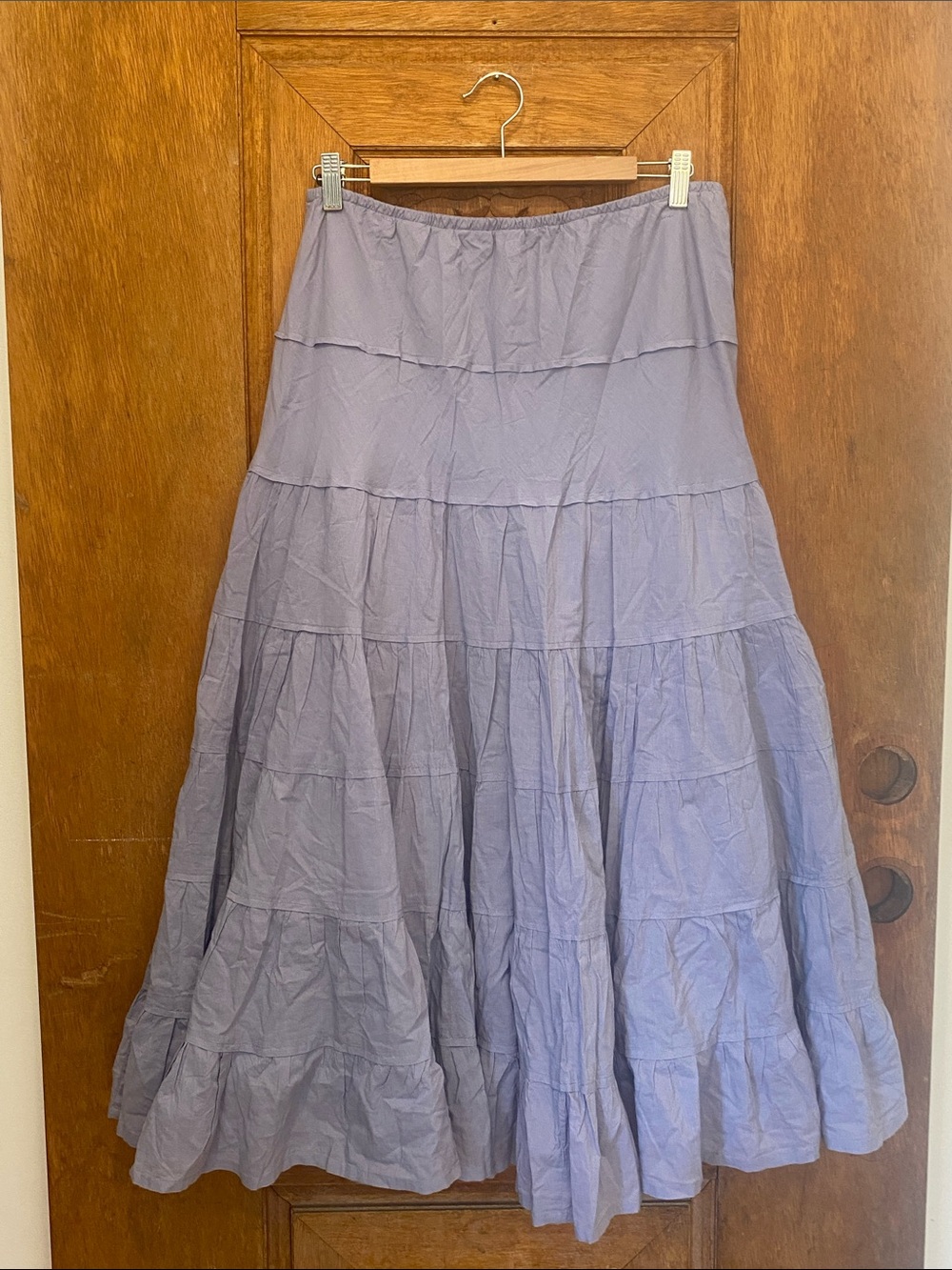 Garnet Hill Lilac Gathered Cotton gypsy hippie Skirt 12